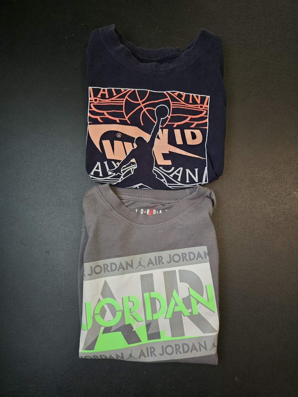 Nike & Jordan Kids Short Sleeve Tees - Navy, Gray, Neon Green & Neon Graphics